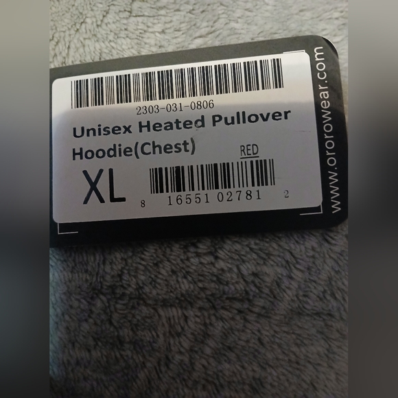 Red Ororo Heated Sweatshirt with Transparent Window - Picture 4 of 4